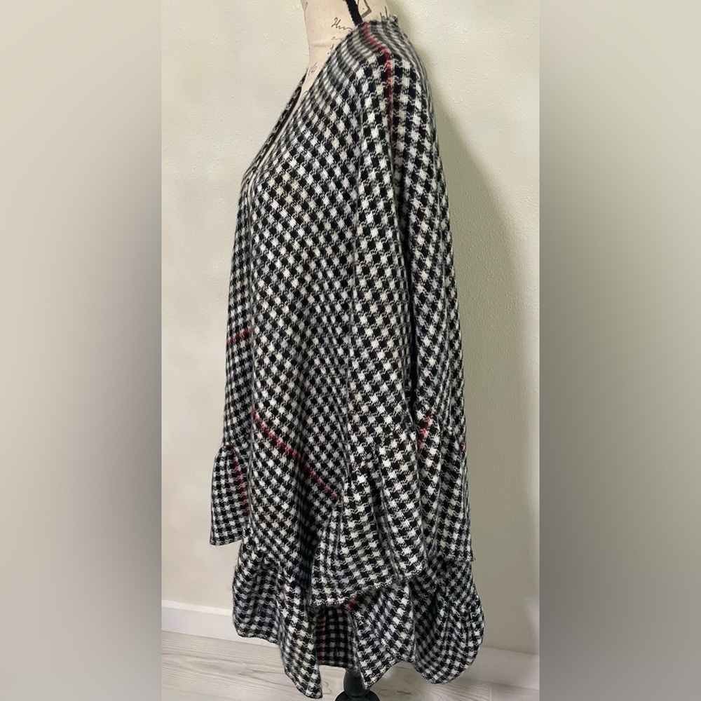 Torrid Gingham Stripe Ruffle Ruana Black Red OS - Picture 6 of 8